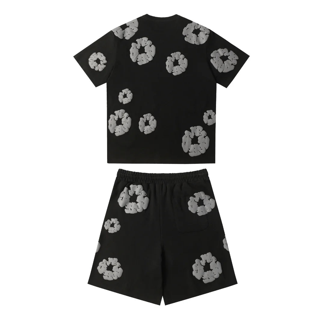 DENIM TEARS BLACK GREY SHORT SET