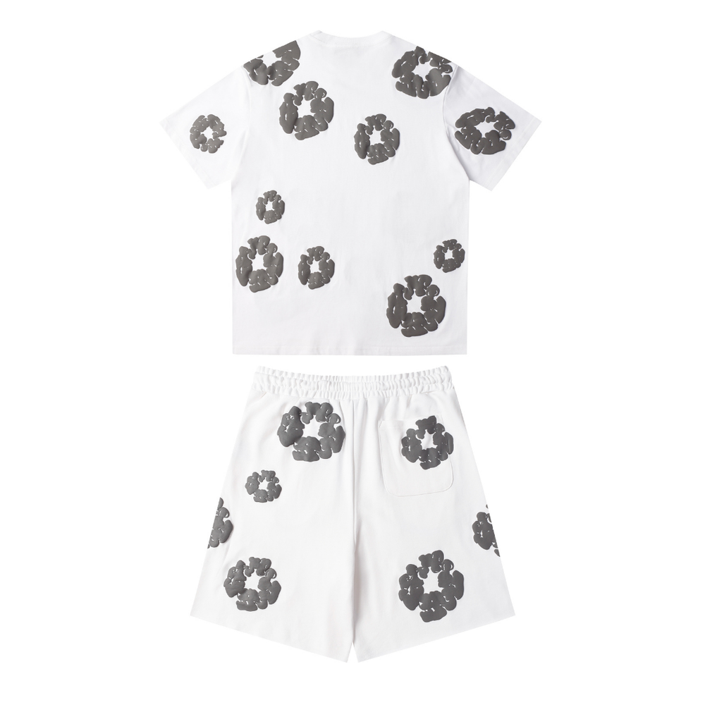 DENIM TEARS WHITE GREY SHORT SET