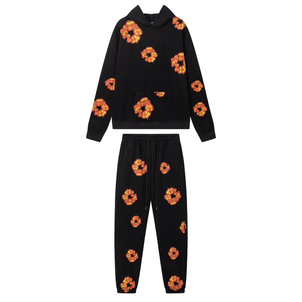 DENIM TEARS BLACK ORANGE TRACKSUIT