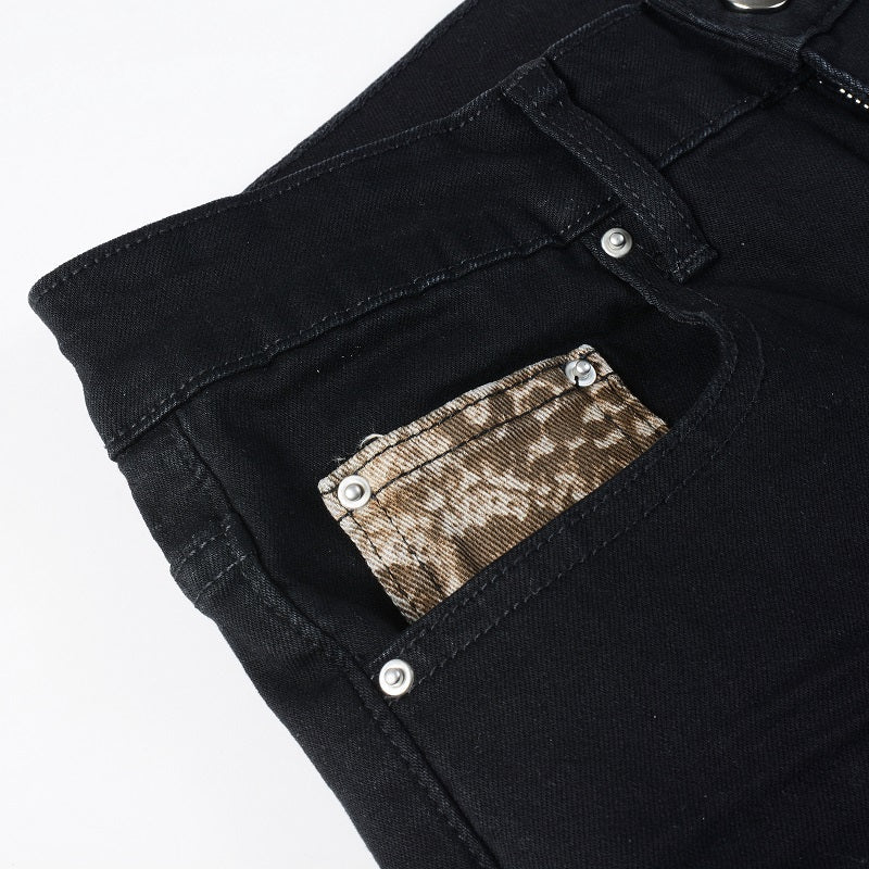 LEOPARD PATCH JEANS