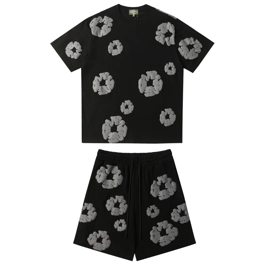 DENIM TEARS BLACK GREY SHORT SET