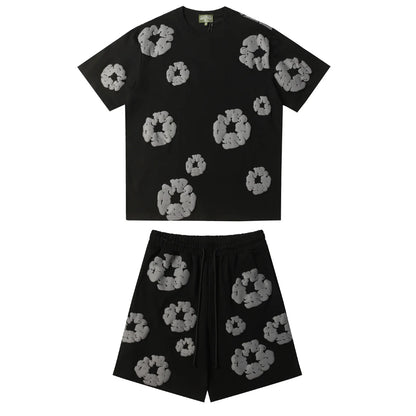 DENIM TEARS BLACK GREY SHORT SET