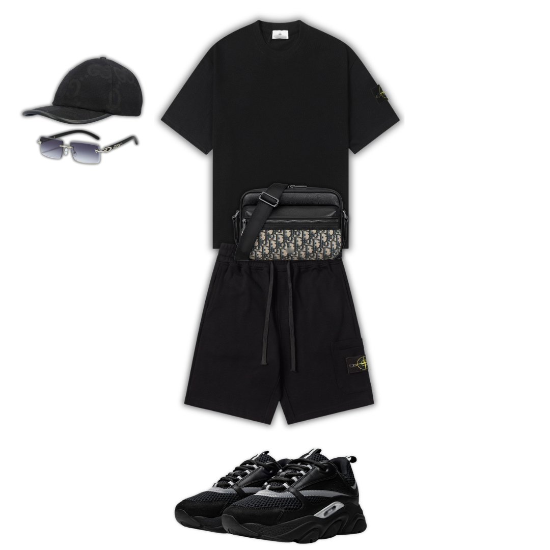 OUTFIT BB + BOLSO + GORRA + GAFAS + ZAPATILLAS