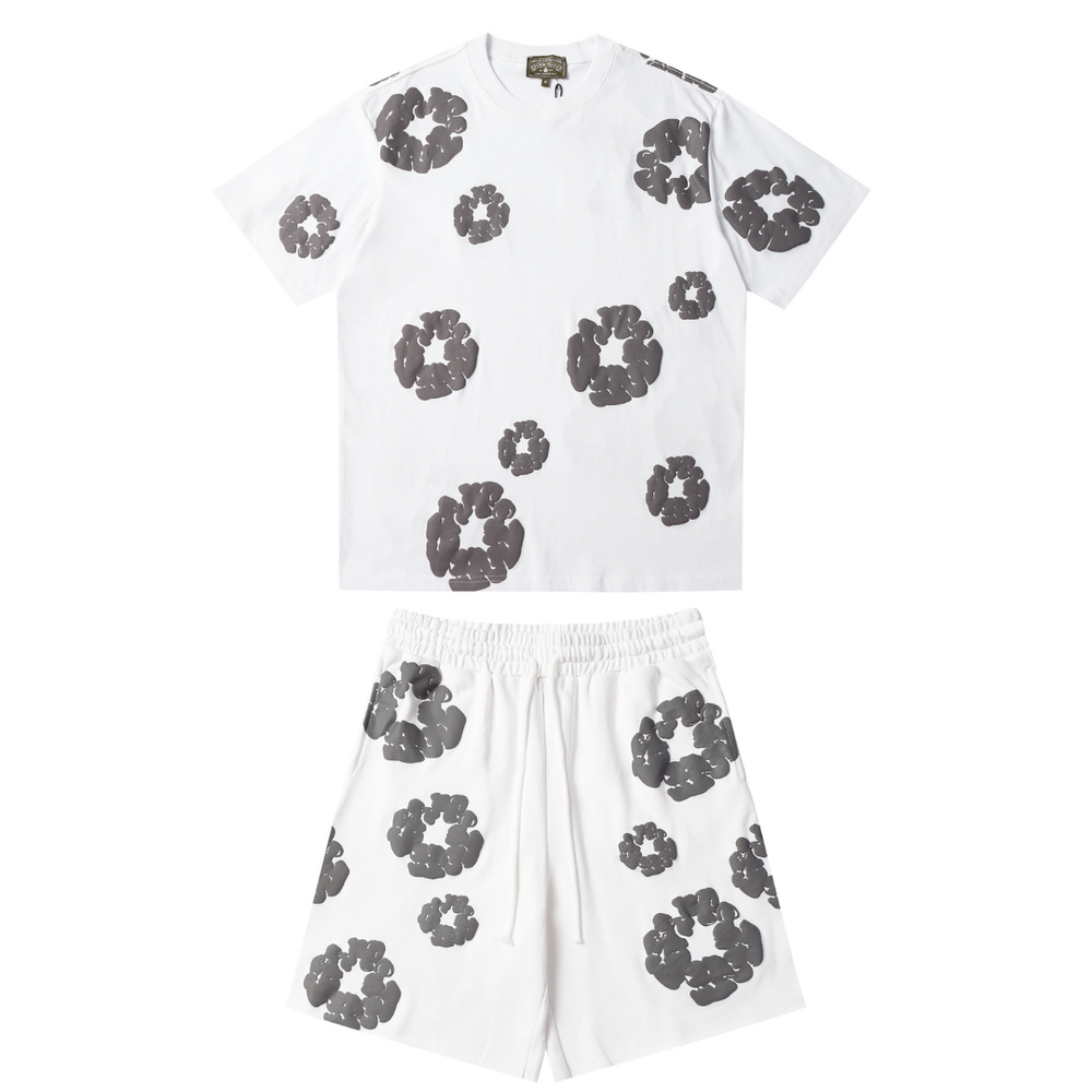 DENIM TEARS WHITE GREY SHORT SET