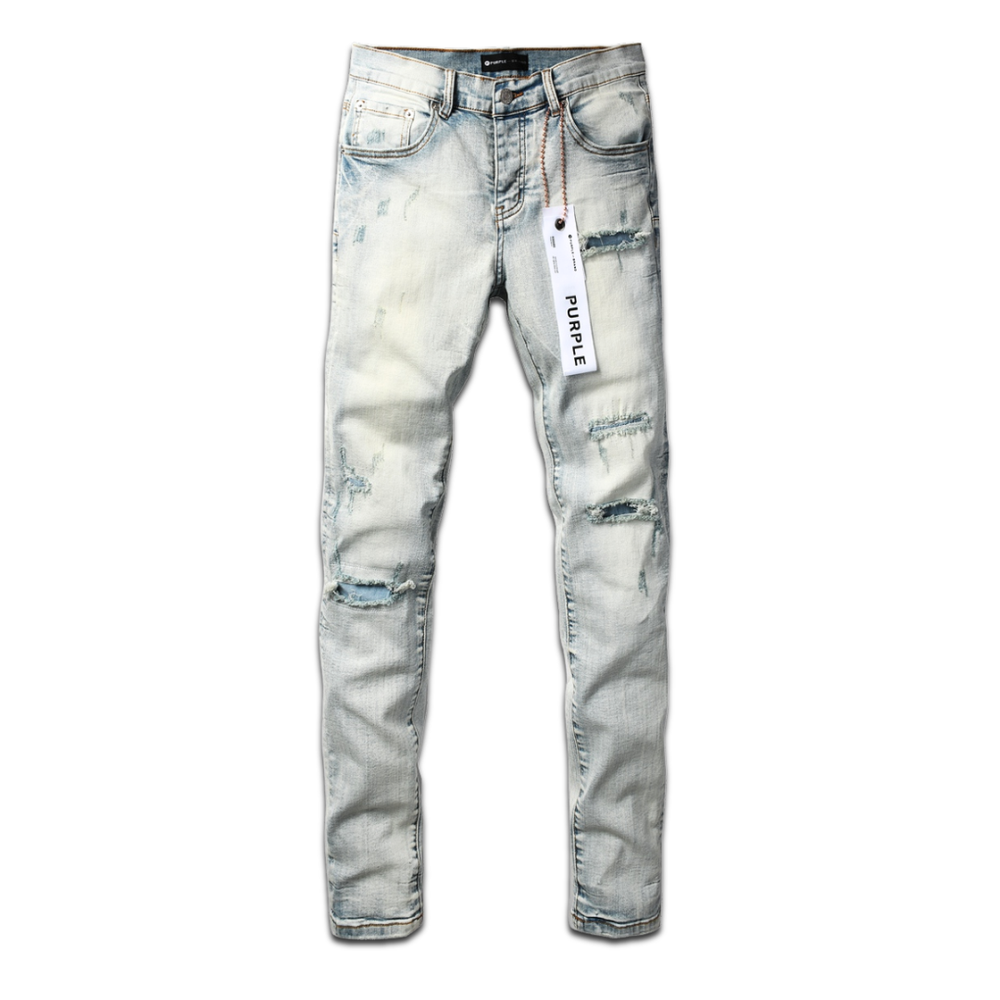 PURPLE LIGHT BLUE RIPPED JEANS