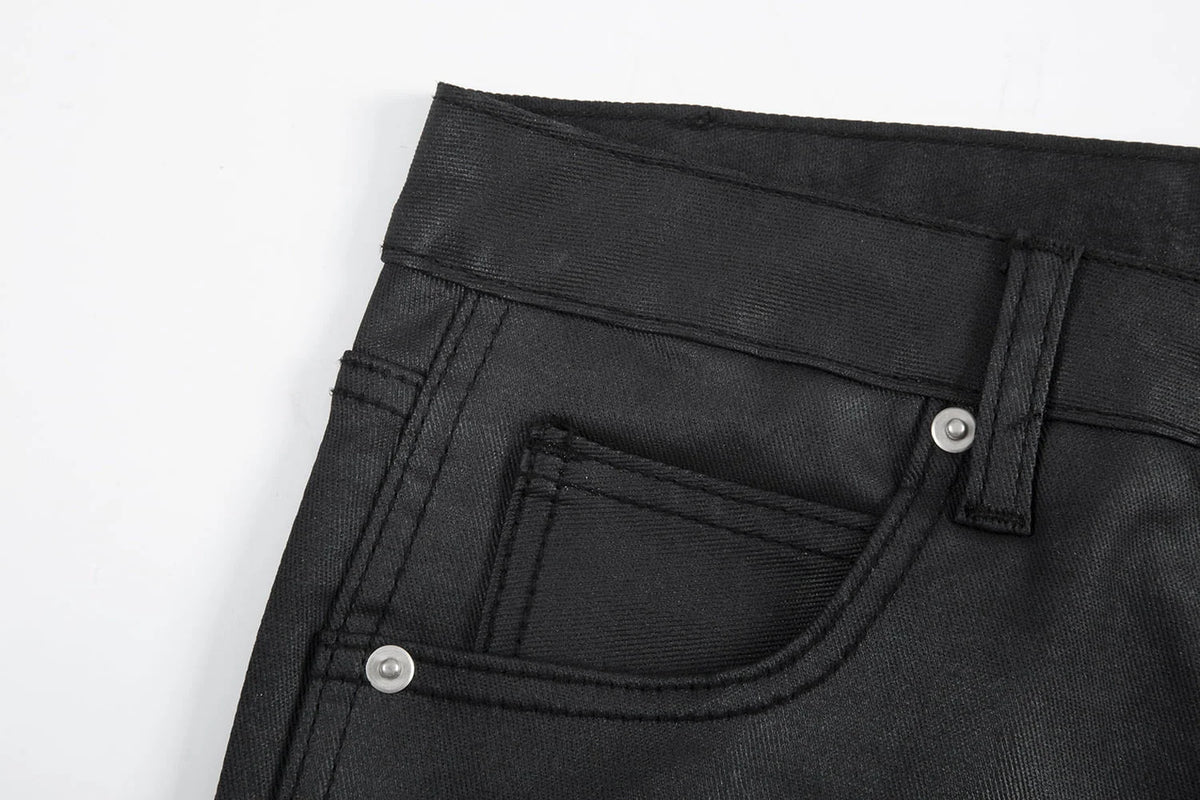 Waxed Flare Jeans