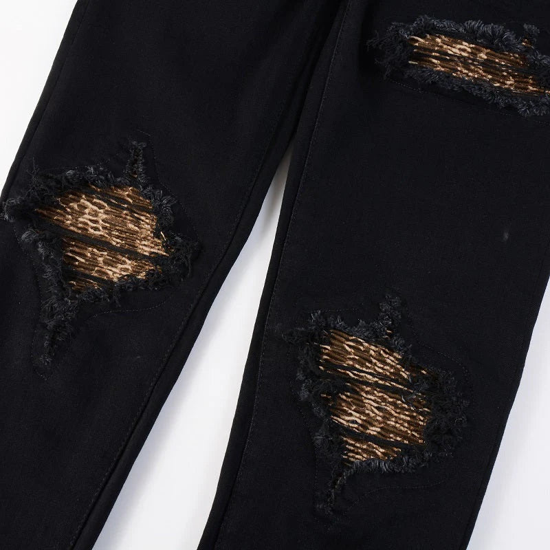 LEOPARD PATCH JEANS