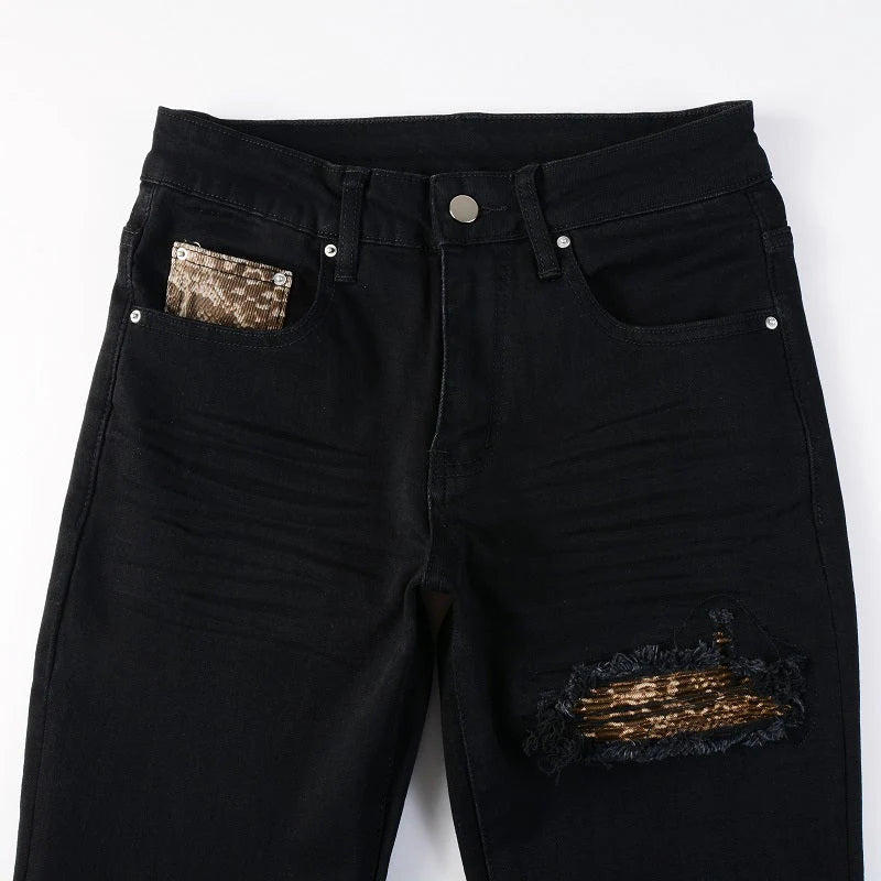 LEOPARD PATCH JEANS
